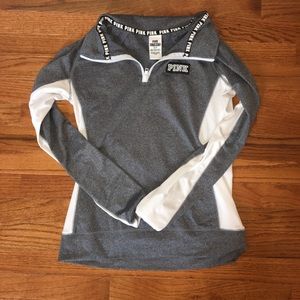 PINK Gray and White Quarter-Zip
